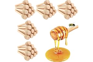 ZHIGOU 50-Pack Wooden Honey Spoons for Honey, Syrup, Maple Syrup, Chocolate and Any Other Viscous Liquids, Honey Jar Dispensi