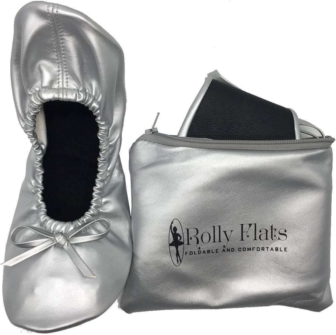 Women's Foldable Portable Pumps Flats Ballet Shoes with Carrier Pouch Bag