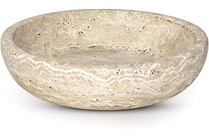 Travertine Decorative Bowl - 7.8” Diameter & 2” Height - Key Bowl for Entryway Table - Travertine - Organic Modern Centerpiec