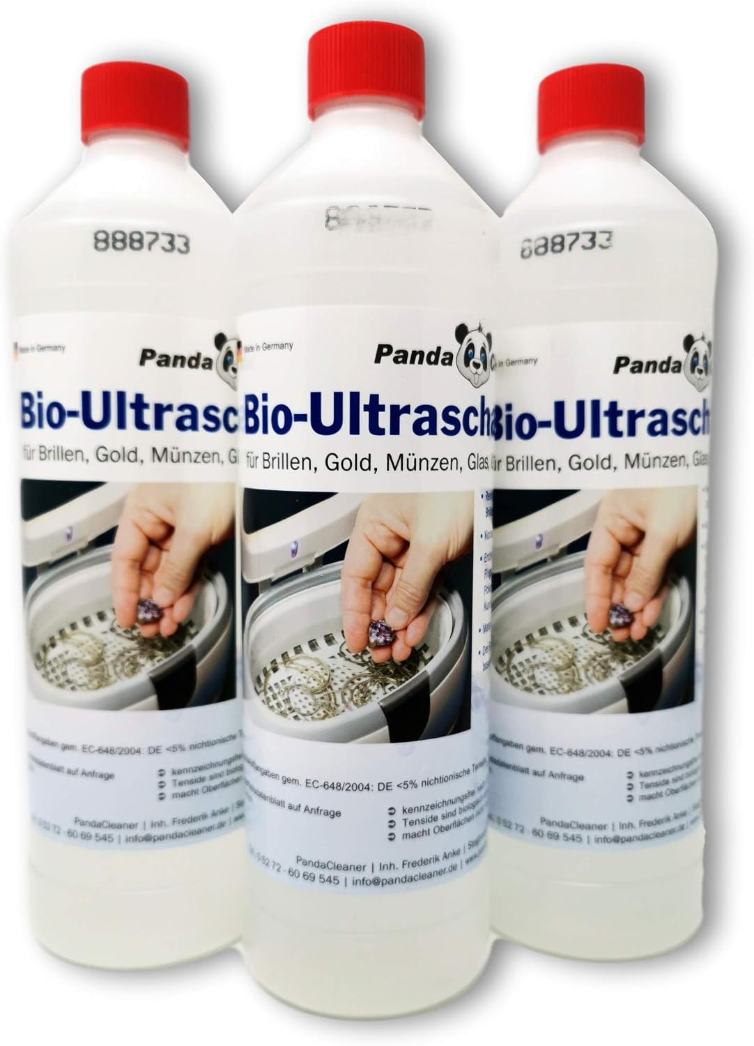 Pandacleaner® Ultrasound Cleaner for Ultrasonic Baths, Concentrate for Glasses Jewellery, Dental Products, Gold, Coins