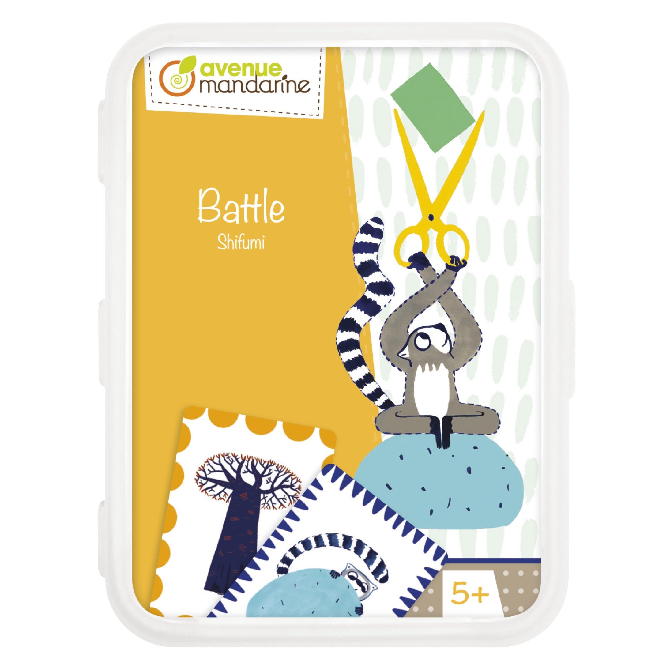 Avenue Mandarine - Ref CO181C - Battle Shifumi Card Game - Rock, Paper, Scissors Reimagined - Elegant & Original Graphics, Resealable Plastic Box, Suitable for Ages 5+