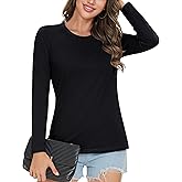 MAGCOMSEN Women's Cotton Long-Sleeve Crew-Neck T-Shirt Classic-Fit Shirt Soft Breathable Casual Tee Basic Tops
