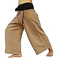 Fullmoon 's​ Chic : Thai Fisherman Pants | Loose Yoga, Pirate, Harem Pants, 100% Cotton, Plus Size (S-4XL) : (Charcoal-Brown), 53 Regular