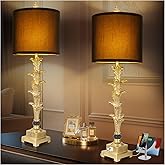 Table Lamps Set of 2 for Living Room, 3-Way Dimmable Touch Buffet Lamps with USB A+C Ports, Gold Leaf Finish Bedside Lamps wi