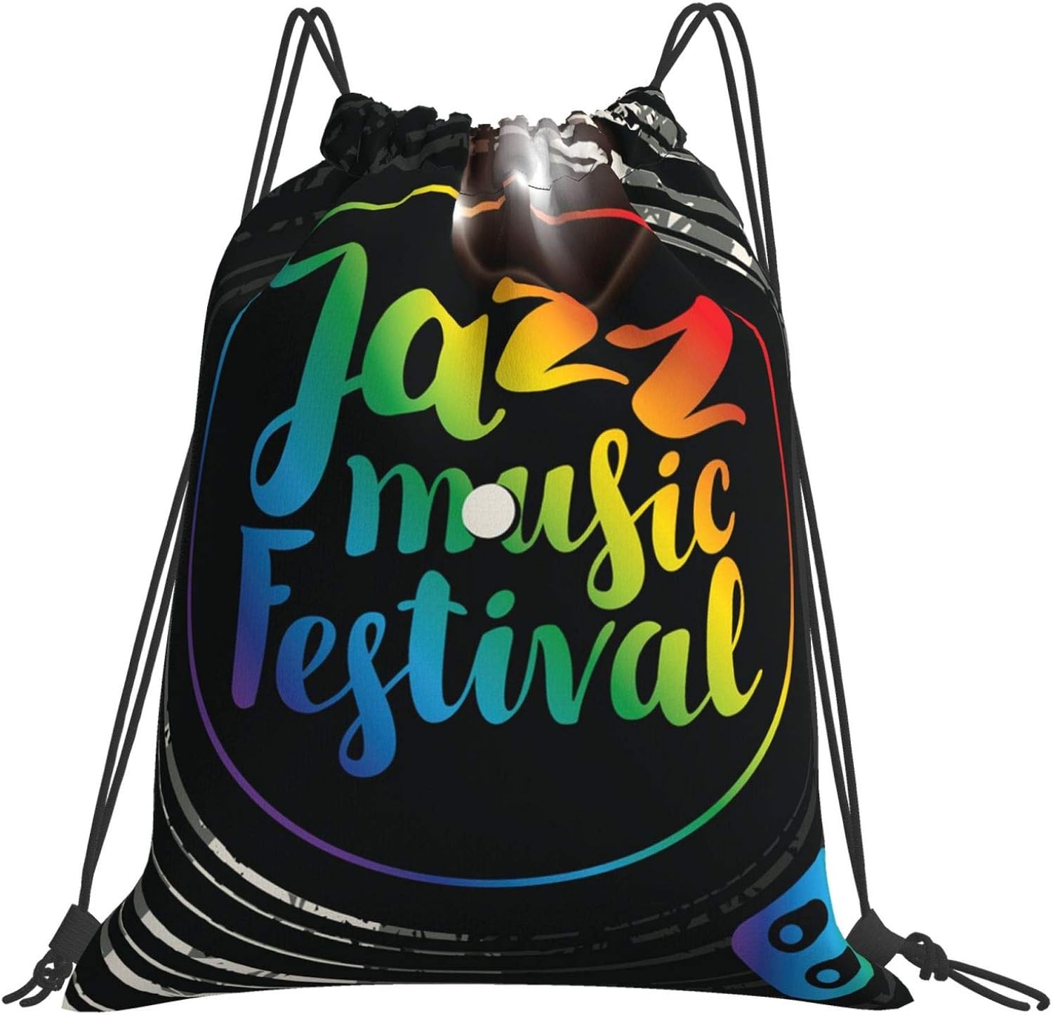 Drawstring Backpack Jazz Music Festival With Vinyl Record Storage Bag Unisex Pouch Sport Gym