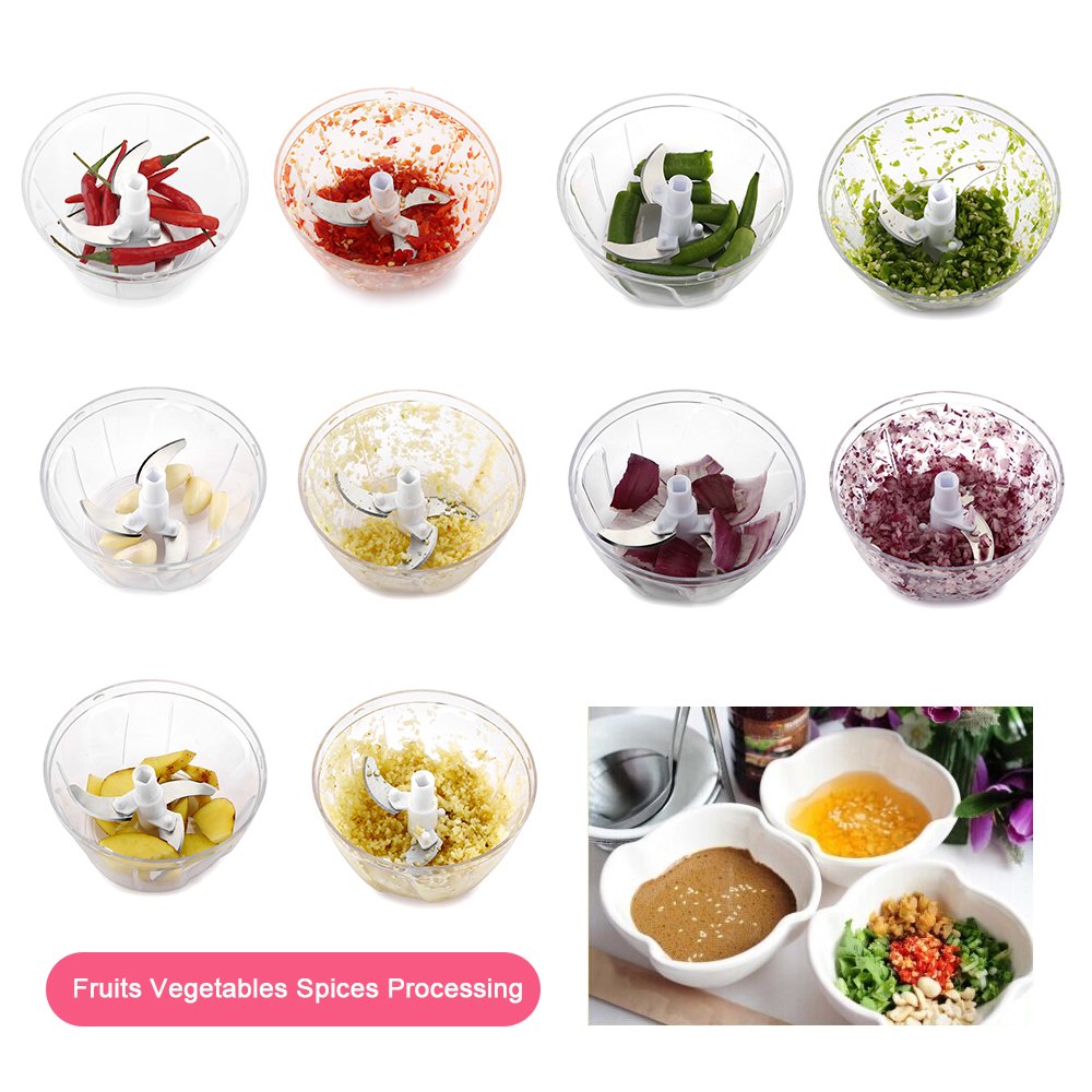 Uten Kitchen Mini Chopper Food Pull Processor with Peeler- for Vegetable, Fruit, Garlic, Herb, Onion, Pull Slicer Cutter Blender Tool