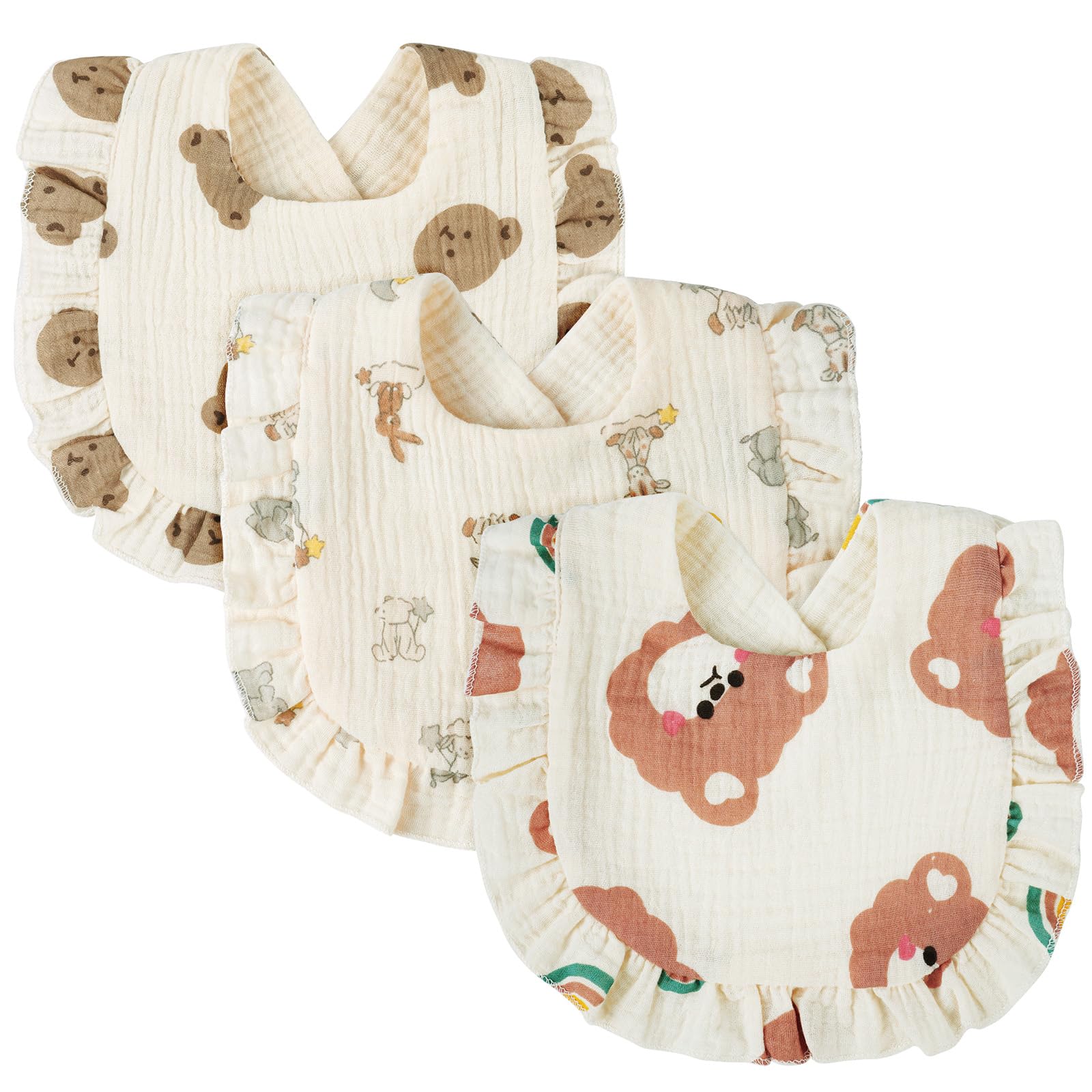 Vicloon Baby Bandana Drool Bibs, Cotton Wave Muslin Baby Bibs, Snap Teething Bibs, Absorbent Baby Feeding Teething Bibs for Newborns, Toddlers, Boys and Girls Teething, Drooling