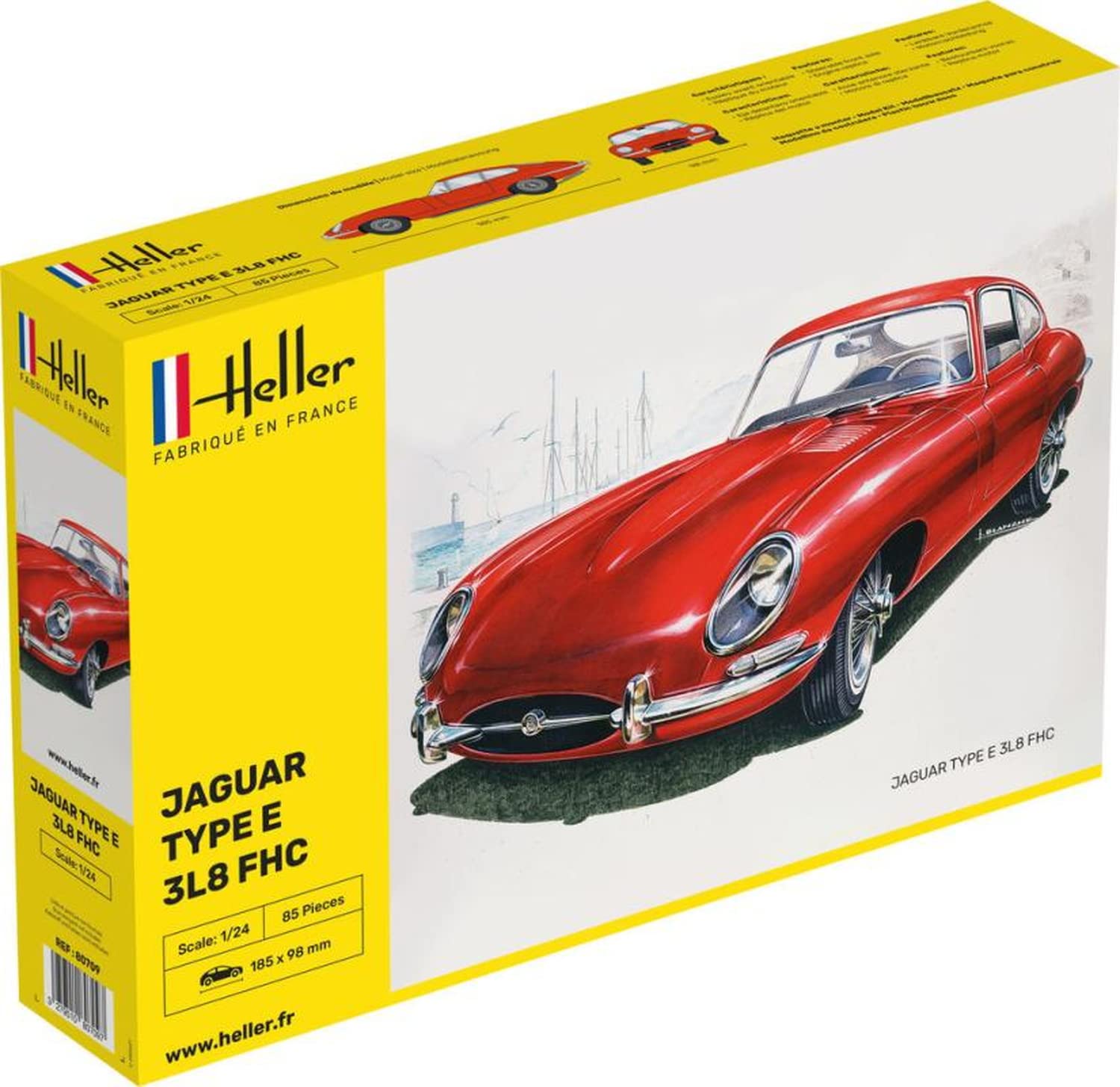 Heller 80709 "Jaguar Type E 3L8 FHC Plastic Model Kit, 1:24 Scale