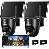 MUBVIEW Dual-Lens Solar Security Camera, 4K Pan Tilt Wireless Outdoor Cam | 24/7 AOV Recording, 10W Solar Panel, 9000mAh Battery, Heating Assist, No Subscription, Local SD Storage, Color Night Vision