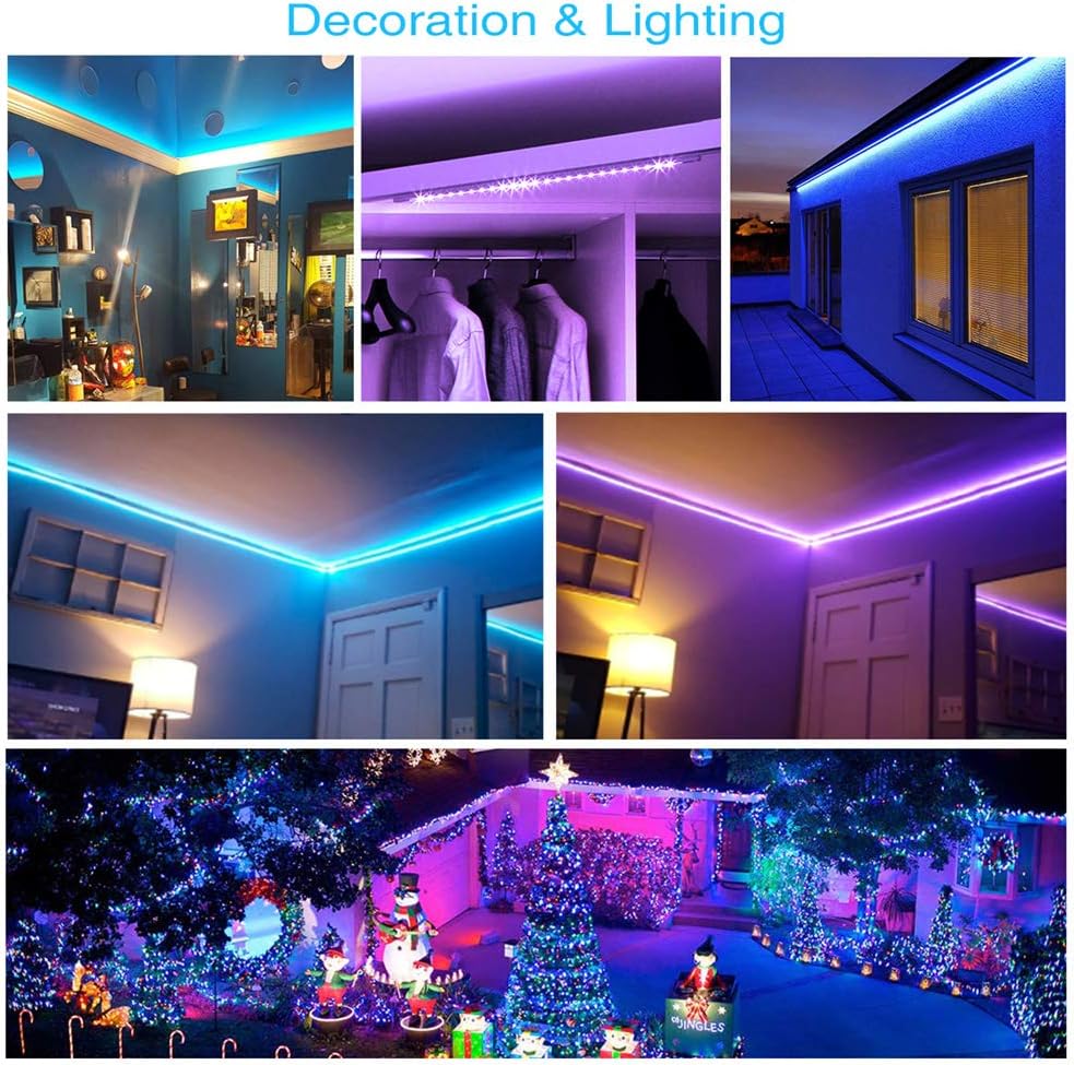 DAYBETTER Led Strip Lights 32.8ft Waterproof Flexible Tape Lights Color Changing 5050 RGB 300 LEDs Light Strips Kit with 44 Keys IR Remote Controller and 12V Power Supply for Home, Bedroom, Kitchen: Home Improvement