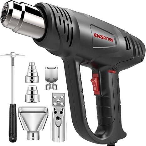 Amazon ヒートガン Elesories Hg1012 ホットガン ヒートエアガン 2段階風速 無段階調温可能 50 650度 多用途ホットガン ノズル5本付き 三角スクレーパー1本付き Pse認証 二重絶縁 本体 付属品 ヒートガン