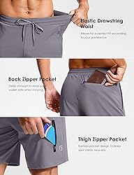 Men's Workout Shorts with Zipper Pockets 7 Inch