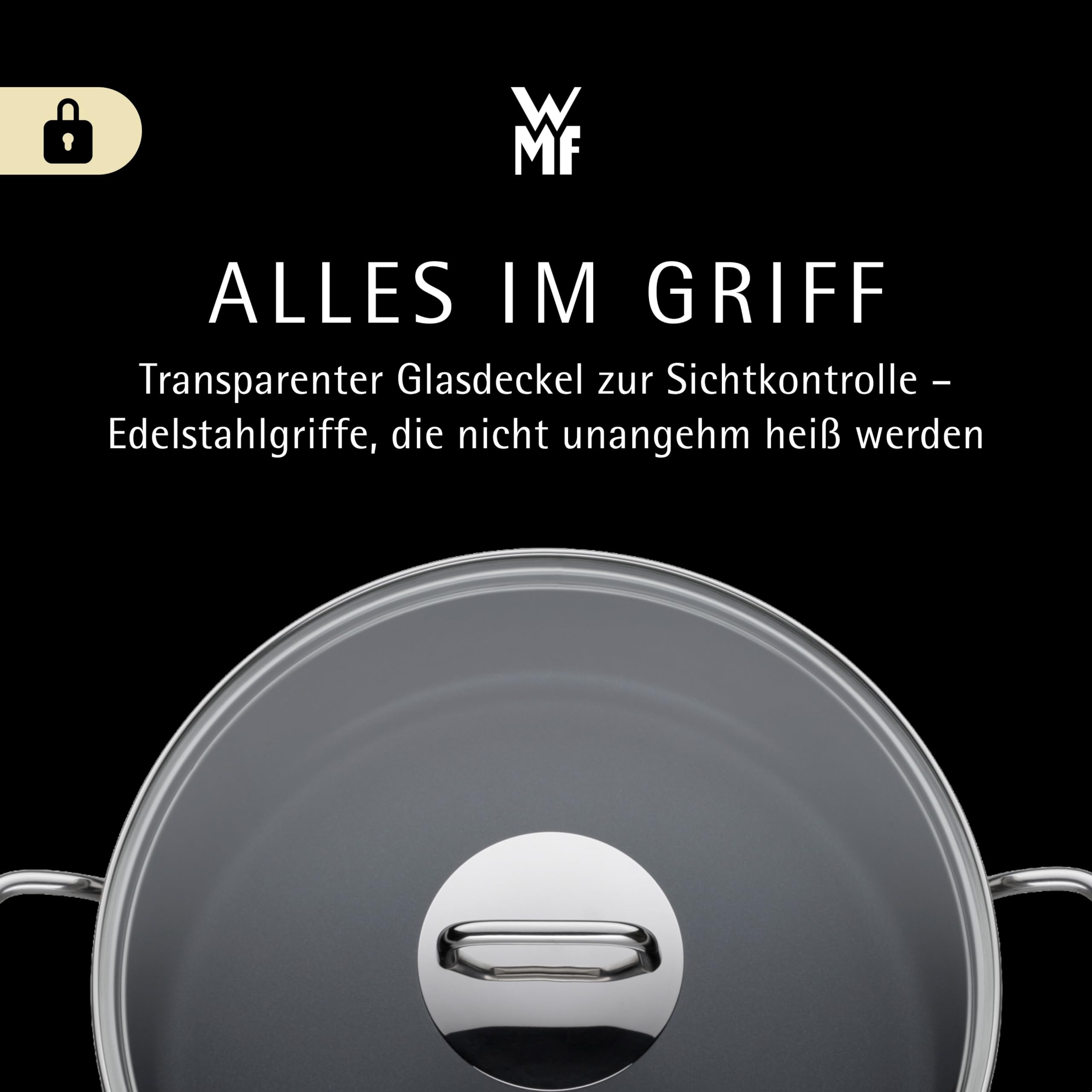 WMF Schmorpfanne 28 cm mit hohem Rand und Deckel – Induktions-Bräter 5,0l aus Cromargan Edelstahl, antihaftbeschichtet und backofengeeignet, robuste Pfanne für Schmoren, Braten und vielseitiges Kochen 6