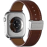 BESTSURE Magnetic Leather Band for Apple Watch Ultra 3/2/1 SE3/SE2/SE/Series 11/10/9/8/7/6/5/4/3/2/1, Durable Stylish Genuine Leather with Magnetic Buckle Apple Watch Band for Men Women