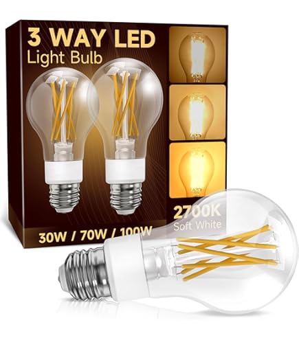 ALAMPEVER 3-Way ST19 LED Light Bulb – 2-Pack, 30/70/100W Equivalent, 5000K Daylight, E26 Base, Non-Dimmable, 15,000-Hour Lifespan