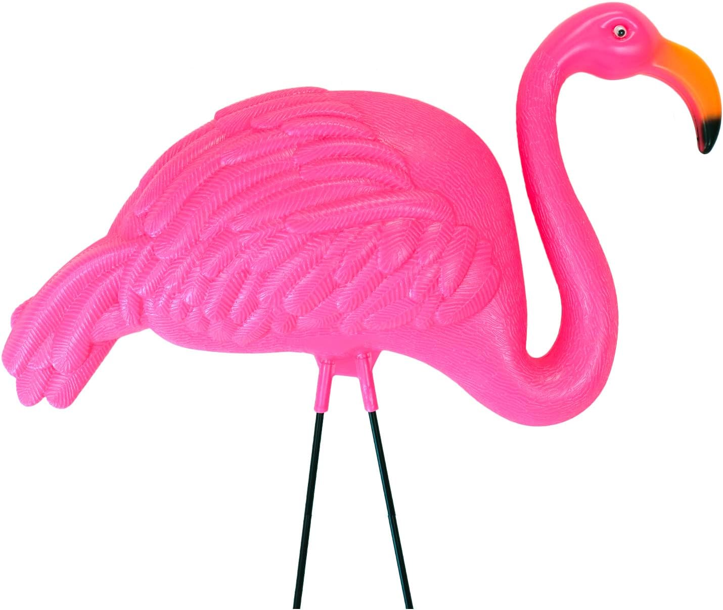 GIFTEXPRESS Pack of 2, 34" Large Bright Pink Flamingo Yard Ornament/ Flamingo Lawn Ornaments/ink Flamingo Garden Yard Stakes/ Adjustable Feet Length and Gesture : Garden & Outdoor