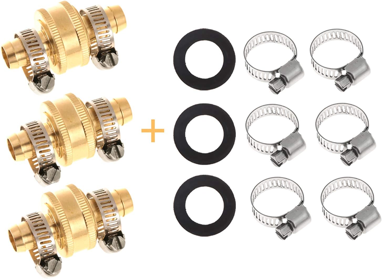 Olgaa 3 Sets 1/2 Inch Brass Water Hose Mender Garden Hose