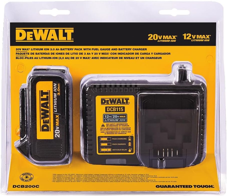 DEWALT 20V MAX Battery Pack with Charger, 3-Ah (DCB230C) - - 