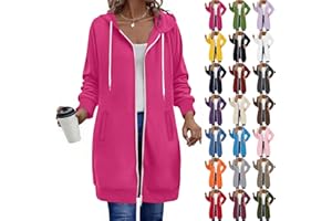GOHRSHA Long Hoodies for Women Full Zip Up Pullover Tunic Sweatshirts with Pockets Trendy Fall Winter Clothes Y2K