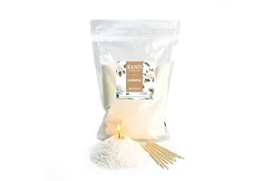 Simply Soson 1 lb Ivory Gardenia Scented Pearled Candle, Long Lasting Powder Sand Candle, Refillable Pearl Sand with 10 Wicks for Candlemaking