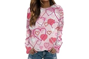 JWNYJFB Women's Fashion Heart Sweater Valentines Sweatshirts Funny Love Graphic Printed Long Sleeve Crewneck Pullover Tops