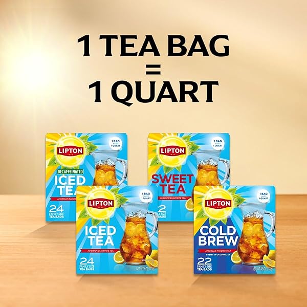LIPTON COLD BREW ICED TEA BAGS, FAMILY SIZE ZERO CALORIES, EASY-TO-MAKE WITH NO BOILING NEEDED, 22 TOTAL TEA BAGS
