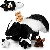 Soulchen 5 Pcs Skunk Plush Toy Set 14 Inch Mommy Skunk Stuffed Animal with 4 Baby Stuffed in Zippered Tummy Nurturing Plushies for Girls Boys Birthday Party Decors Sleeping Companion