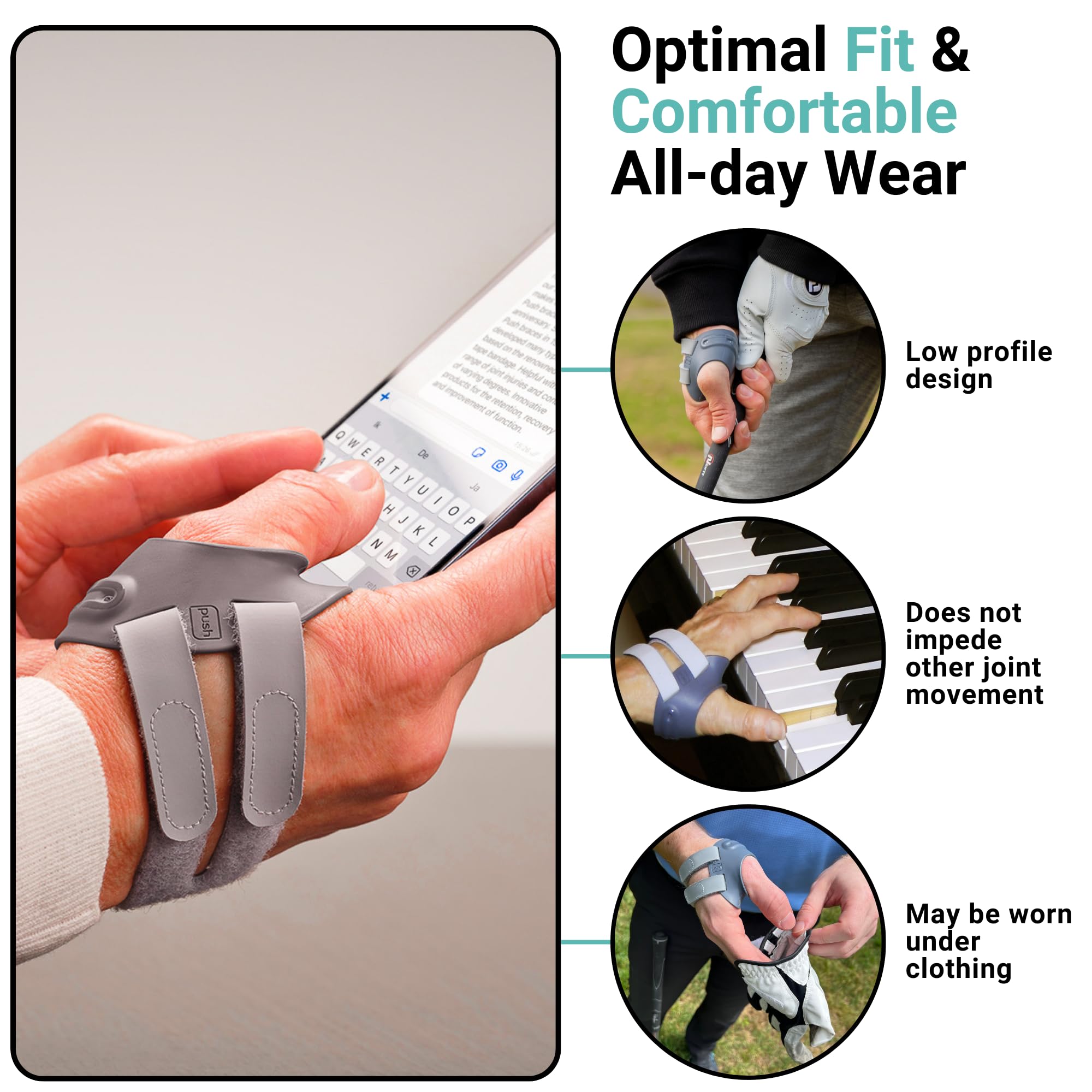 PUSH MetaGrip CMC Thumb Brace for Arthritis Pain Relief | Thumb Stabilizer & Support for CMC Joint Osteoarthritis Pain | Adjustable & Comfortable (Right Hand, Small)