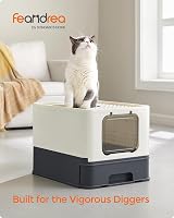 Feandrea Hidden Cat Litter Box with Hood and Slide-Out Tray 50x40.5x34.5 cm view 2