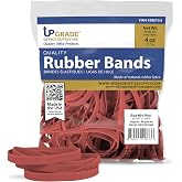 Upgrade Office Supply Rubber Bands, Size 64, Red, 3 1/2 x 1/4 in, 1/4 lb Bag, 80 Count, USA