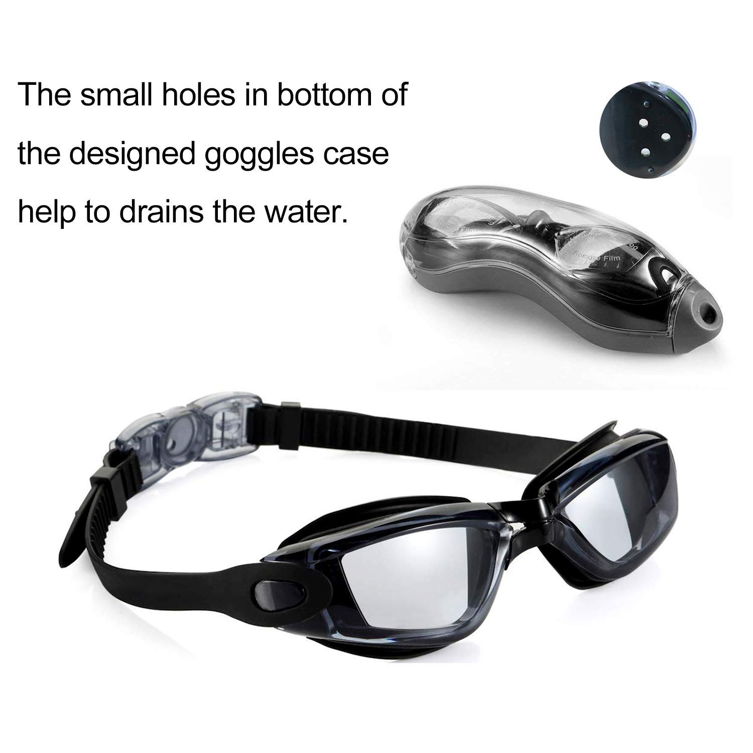 Swimming Goggles Adult, Swim Goggles Anti Fog No Leaking UV Protection with Wide View for Men Women Youth