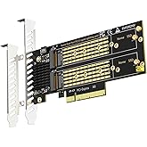 GLOTRENDS PA21 Dual M.2 NVMe to PCIe 4.0 X8 Adapter Without Bifurcation Function, Support 22110/2280/2260/2242/2230 Size (PCI