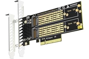 GLOTRENDS PA21 Dual M.2 NVMe to PCIe 4.0 X8 Adapter Without Bifurcation Function, Support 22110/2280/2260/2242/2230 Size (PCI