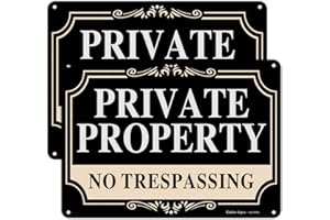FAITTOO 2 Pack No Trespassing Signs Private Property,10x7 Inch Rust Free Aluminum Metal Sign,Reflective,Fade Resistant,UV Protected,Weatherproof Up to 7 Years Indoor/Outdoor Use