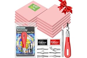 WAYCOM 10-Pack Linoleum Blocks for Printmaking with Cutter Tools, Rubber Stamp Making Kit Rubber Block Stamp Carving Blocks C