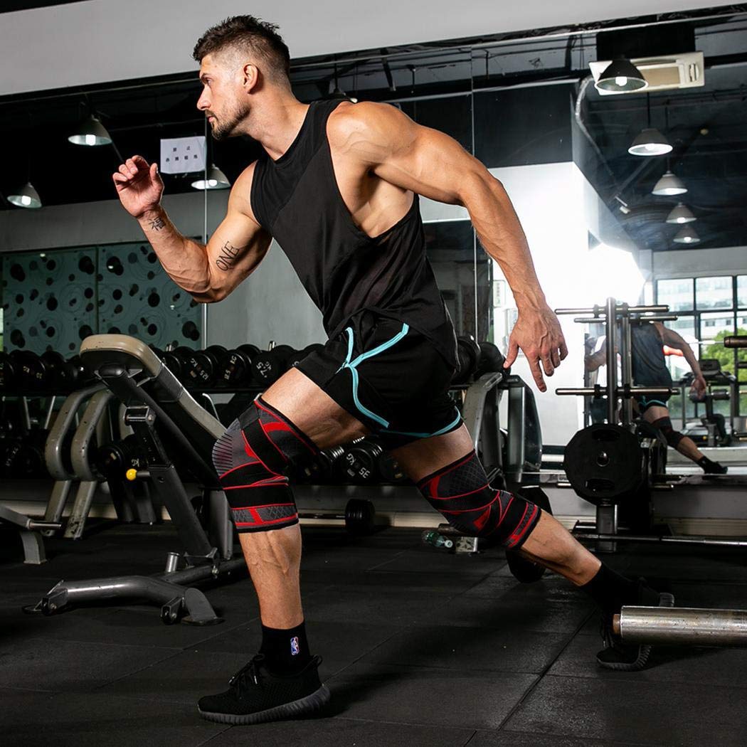 cerjuge 1 Paar Gelenkstütze Knieschützer, Knieschützer, Power Lift Federkraft, Sehnenschoner Band Pad für Arthritis