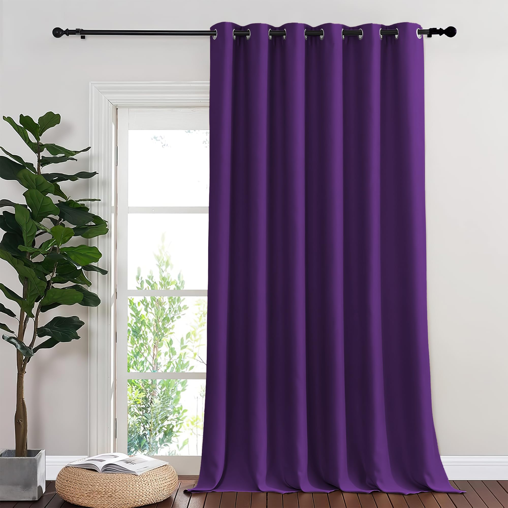 NICETOWN Blackout Curtains & Drapes - Privacy Thermal Efficiency Backdrop Curtains for Bedroom Room Divider Living Room Patio Sliding Glass Door, Wide 80 x Long 144 inch, Royal Purple, 1 Panel Image