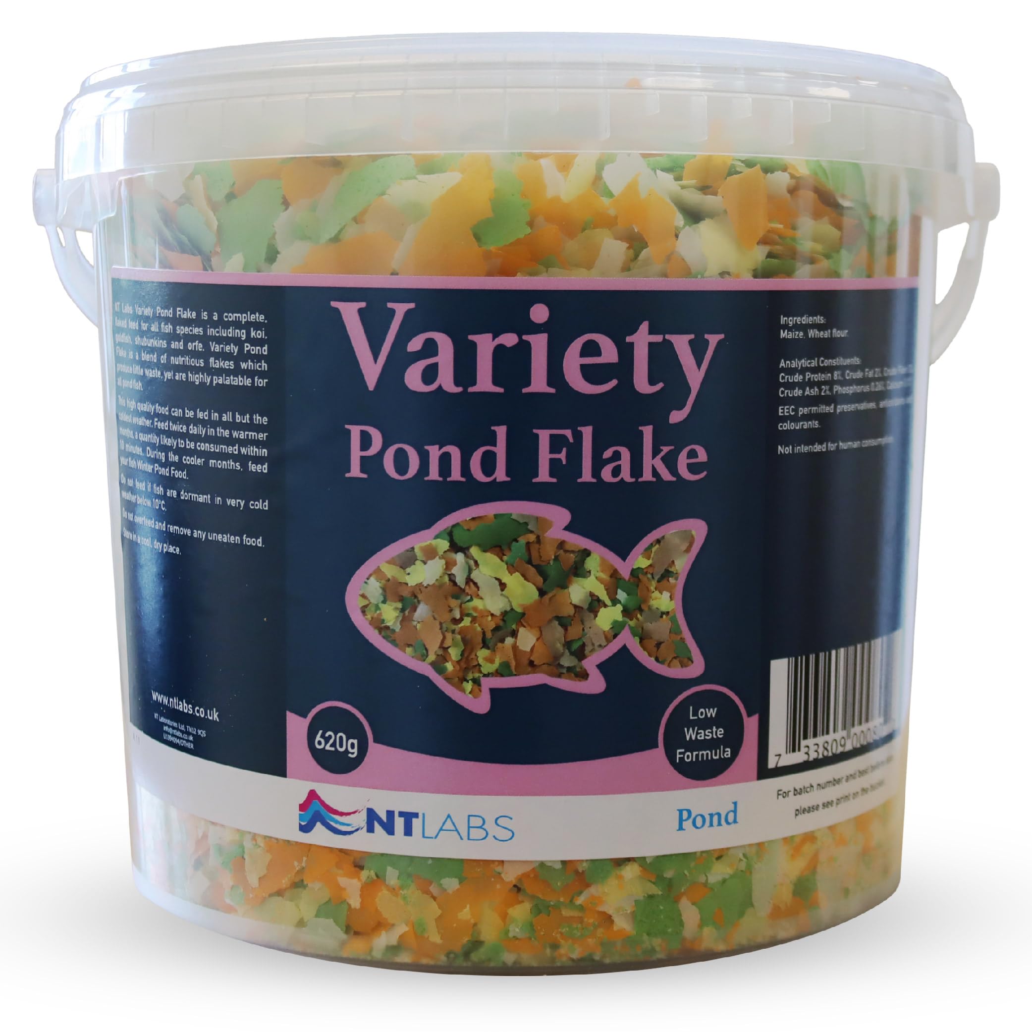 NT Labs Variety Pond Flake, Complete Pond Flake Feed for All Pond Fish Species, Multi-Season Pond Flake Food, Low Waste Formula, Highly Palatable Fish Food, 600g