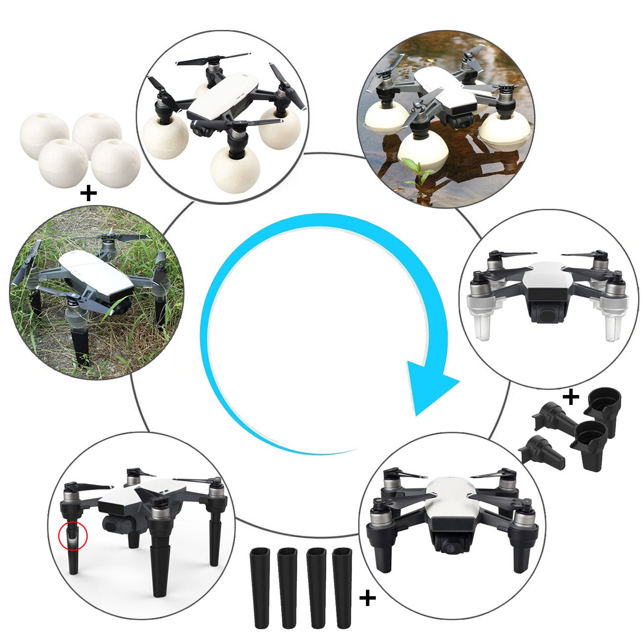 bangcool Drone Feet Drone Landing Gear Height Extender Landing Set with 4 Water Mod