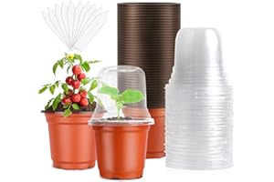 PEYOU Nursery Pots 30 Pack 4" Plant Pots with 30 Pack Humidity Domes with 10pcs Lables Plant Flower Thermostatic Nursery Pots for Plant Seeds Developing Seedlings Plants Growing
