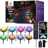 APPECK Smart Electrical Ground Lights 32 Pack, 100FT RGBW Color Changing Pathway Lights, 2200K Warm White Landscape Lighting, for Garden Yard Lawn Path Decor (Holiday/Party), with App/Google Assistant