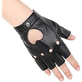 Bruislard 1 Pair of PU Faux Leather Dance Gloves Black Fingerless Gloves Outdoor Sports Goth Cosplay Heart Cutout Punk Driving Performance Stylish Fingerless Glove for Women Cosplay Halloween Costume