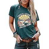 Country Music Shirts for Women Country Roads Take Me Home Shirt Vintage Western Short Sleeve Tees Top