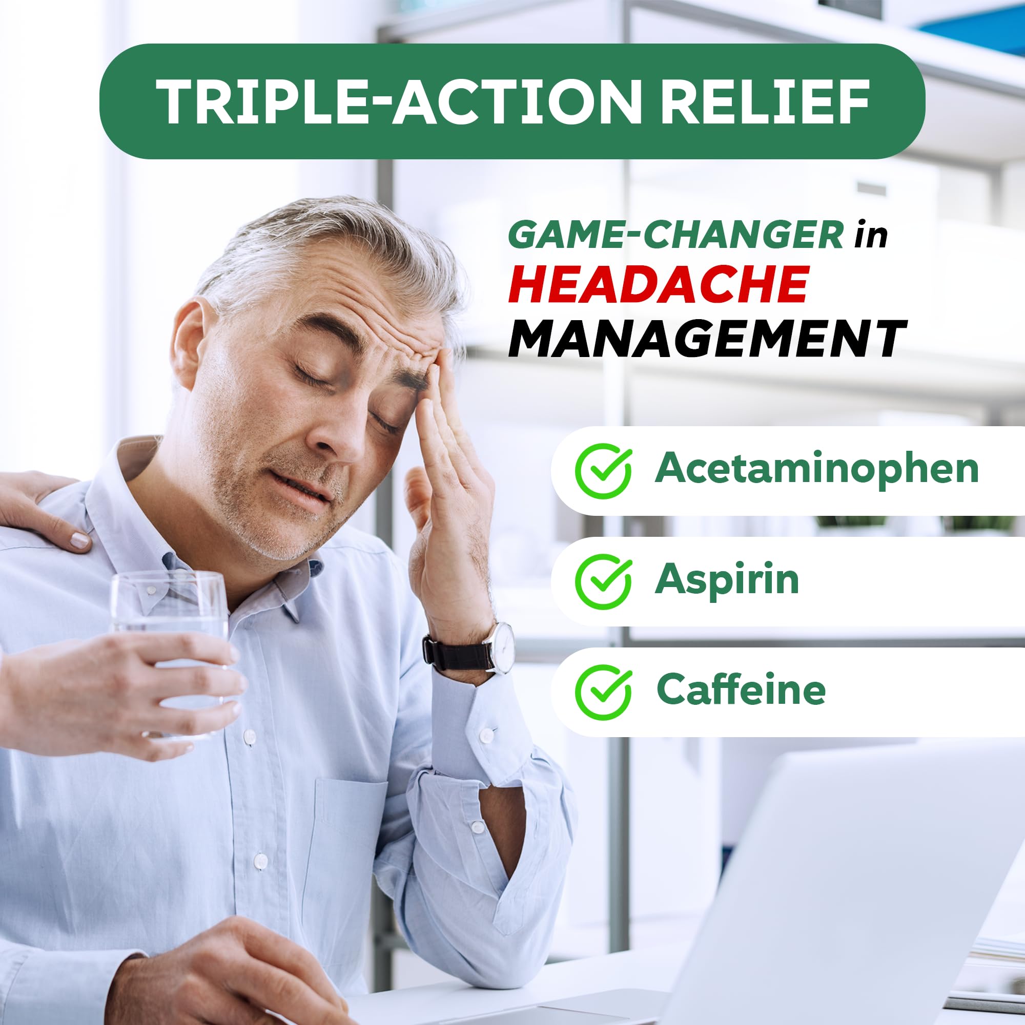 TIME-CAP LABS, INC. Timely Extra Strength Headache Relief - Acetaminophen with Aspirin & Caffeine (200 Caplets) - Headache, Migraine & Back and Body Pain & Muscle Aches - Extra Strength - Made in USA