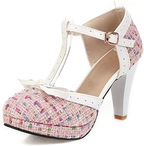 Amazon Ramemo パンプス ハイヒール ロリータ靴 レディース ロリィタ 姫系 チャンキーヒール ゆめかわいい ラウンドトゥ T ストラップ ピンク ヒール8cm 履き心地 超軽量 防滑 コスプレ ハロウイン 文化祭 記念撮影 日常生活 Ramemo パンプス