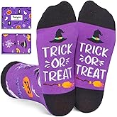 HAPPYPOP Halloween Witch Ghost Gifts - Spooky Socks for Kids Adults, Ghost Witch Socks