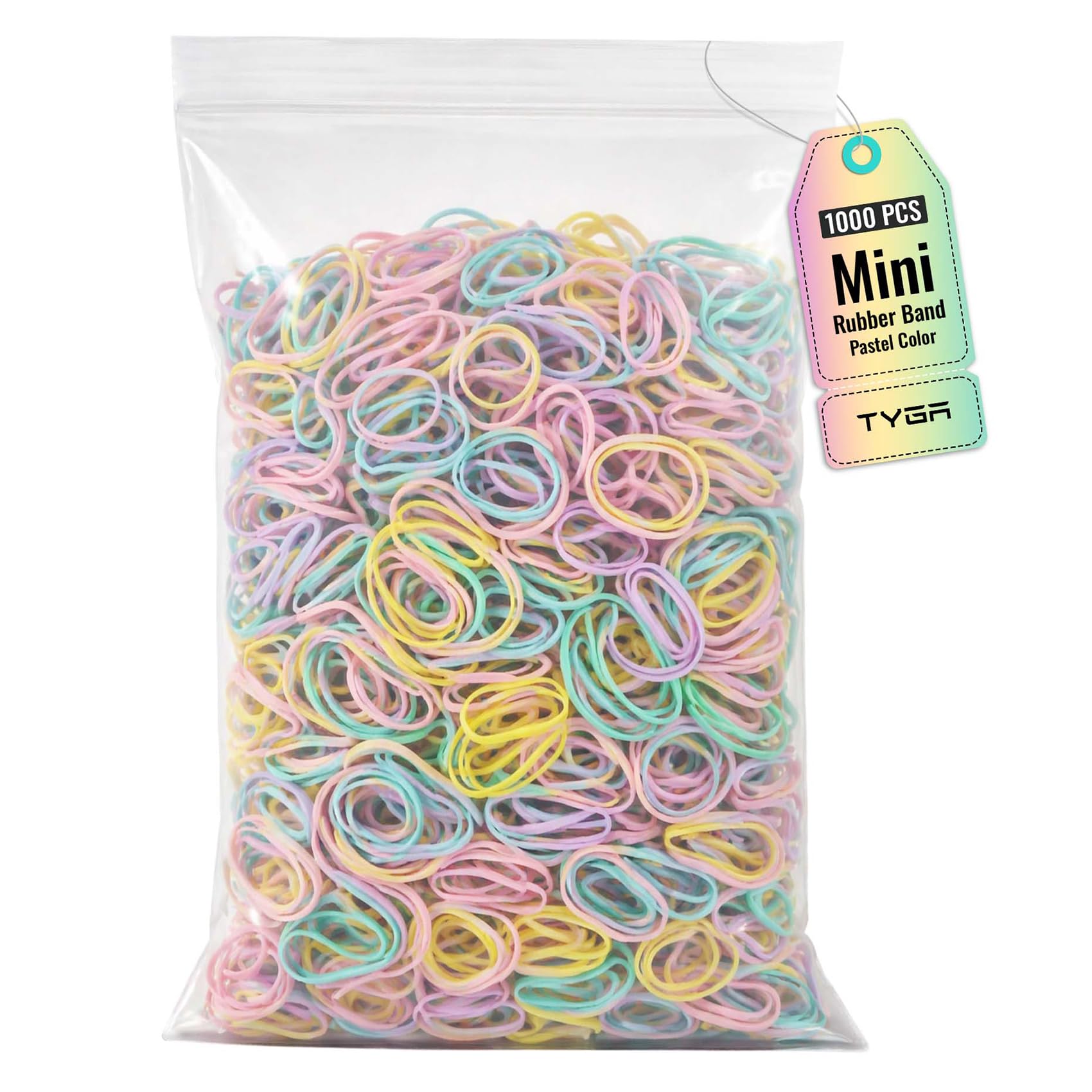 TYGA Store Pack of 1000 Mini Rubber Bands Soft Elastic Bands for Kids Hair, Braids Ponytail Hair, Pet Hairband Wedding Hairstyle and More (Pastel)