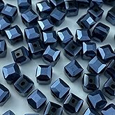 Xinhongo 200pcs 4mm Black Square Crystal Glass Beads for Jewelry Making