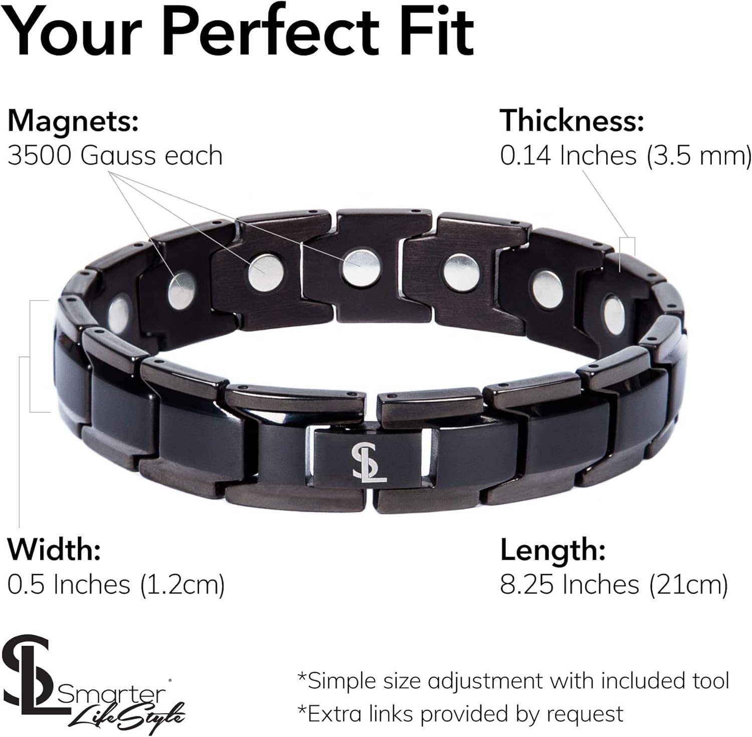 Elegant Titanium Magnetic Therapy Bracelet Pain Relief for Arthritis and Carpal Tunnel: Health & Personal Care