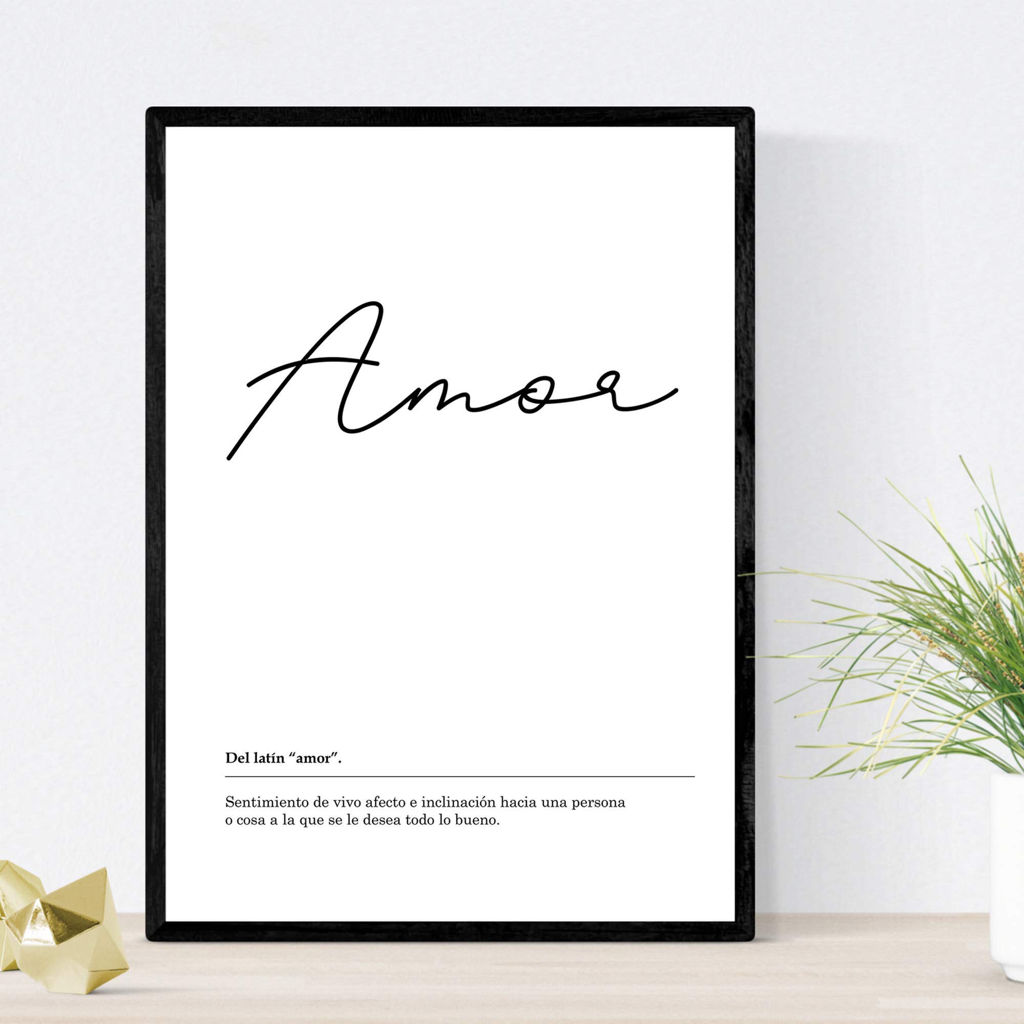 Nacnic Amour-Word Amour Print Nordicas Black and White Poster 250g and A3 Inks without Frame — image 1